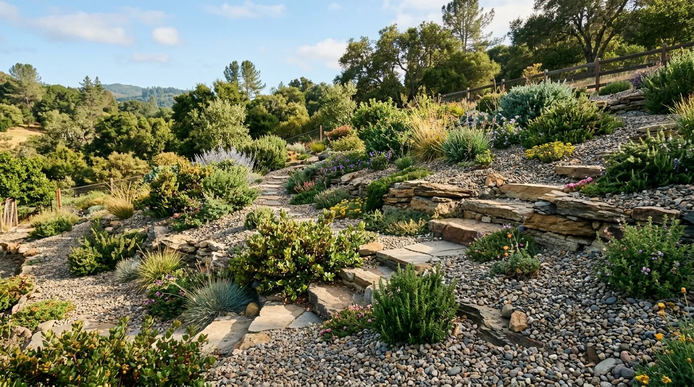 Gravel Bed With Drought-Friendly Plants